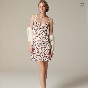 J Crew Soft shine slip dress in blurry cherry print babydoll coquette